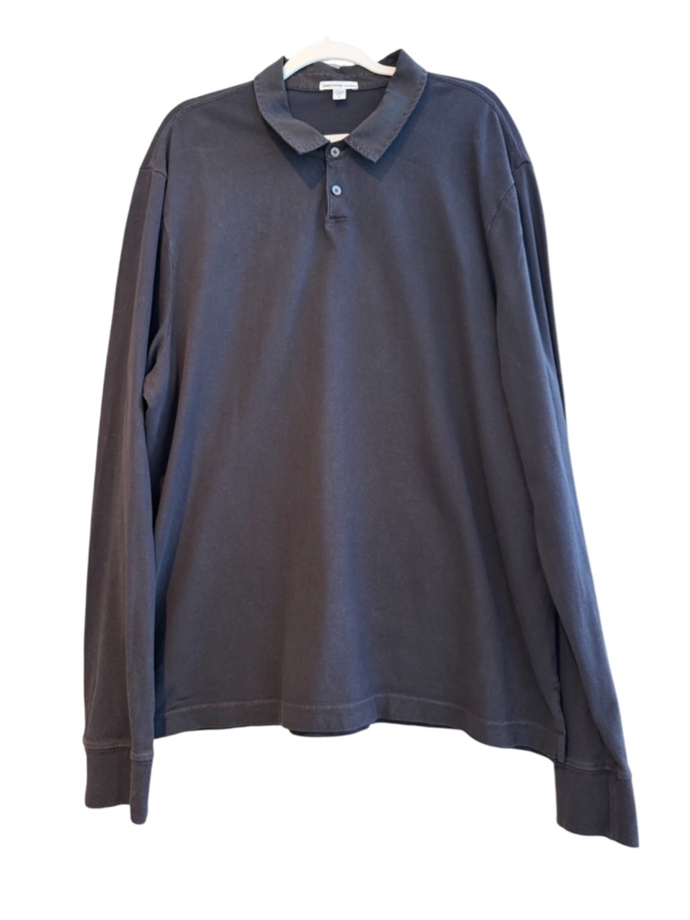 James Perse Men's Long-Sleeve Polo in Navy Blue